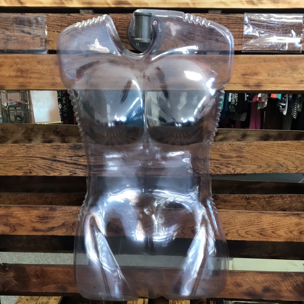 Set of 5- Clear Plastic Half Torso Hanging Clothing Woman Mannequin